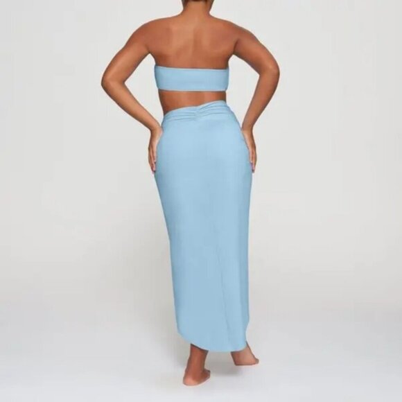 NWT SKIMS Swim Sarong Skirt Cover Up Midi Iris Blue M - Picture 2 of 12